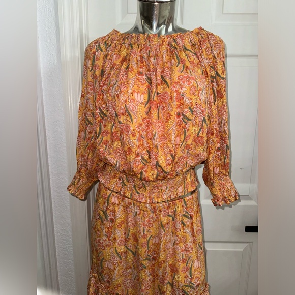 NWT Rachael Zoe maxi skirt set medium skirt small top boho ruffle with slit - Picture 2 of 9